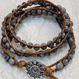 Boho Wrap Bracelet with Natural Jasper Stones